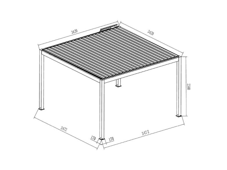 Pergola 342 x 342 cm inkl. Elektromotor - Anthrazit