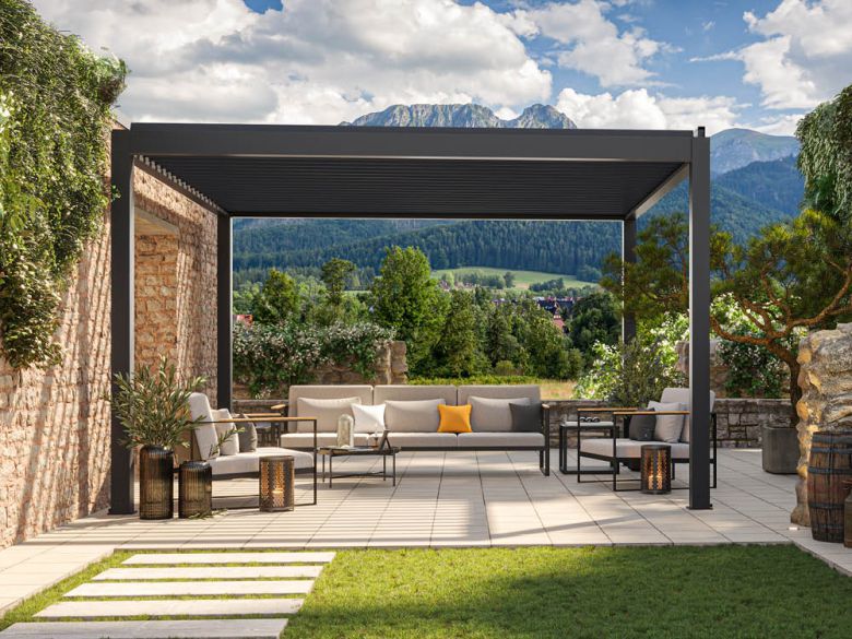 Pergola 342 x 299 cm inkl. Elektromotor - Anthrazit