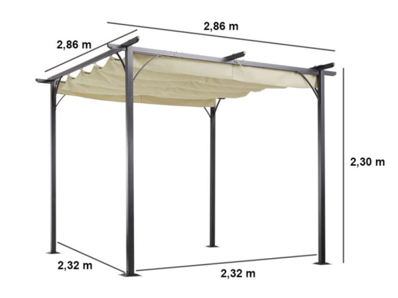 Stahl-Pergola 286 x 286 cm, mit Stoffdach