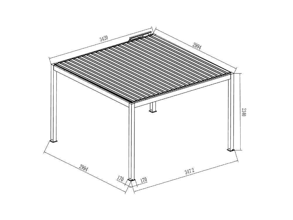 Pergola 342 x 299 cm inkl. Elektromotor - Anthrazit