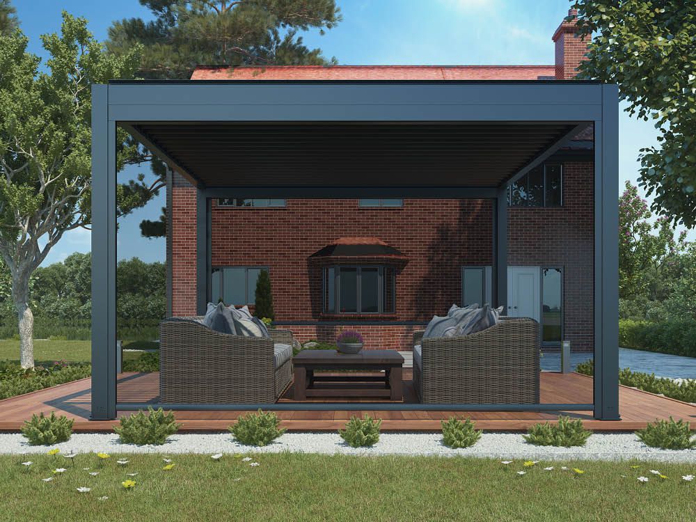 Pergola 342 x 299 cm inkl. Elektromotor - Anthrazit