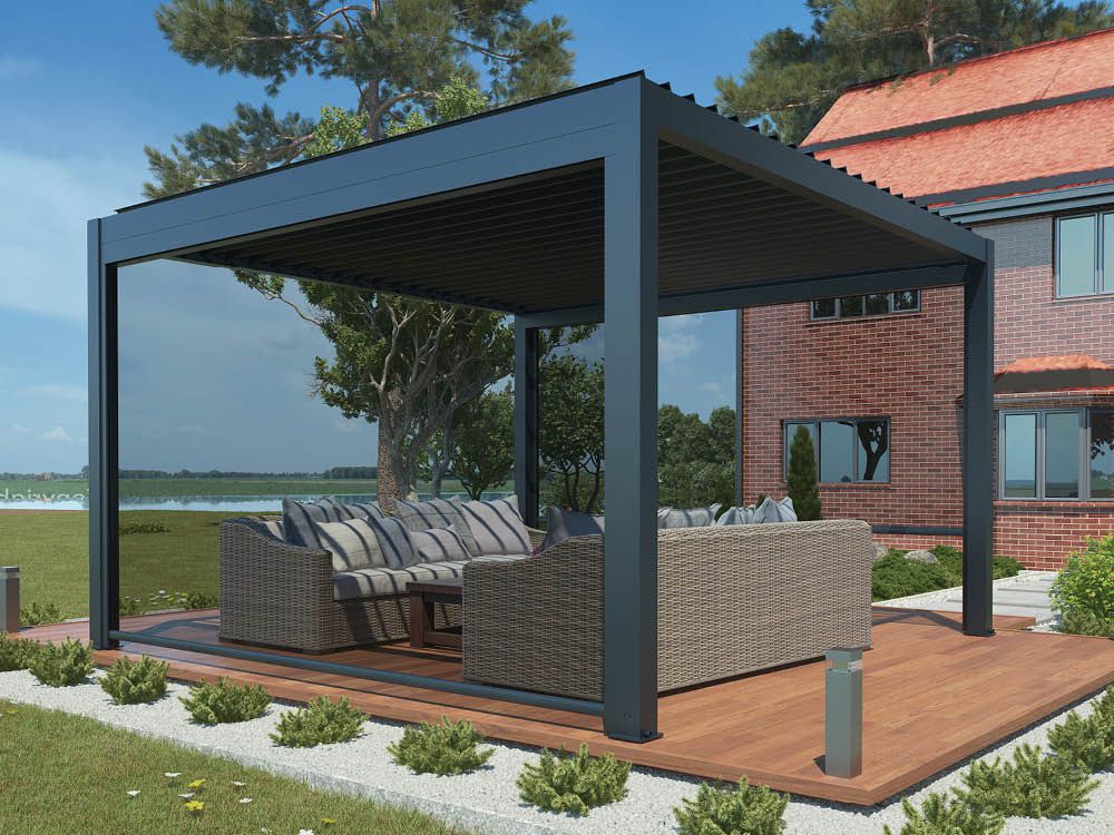 Pergola 294 x 294 cm inkl. Elektromotor - Anthrazit